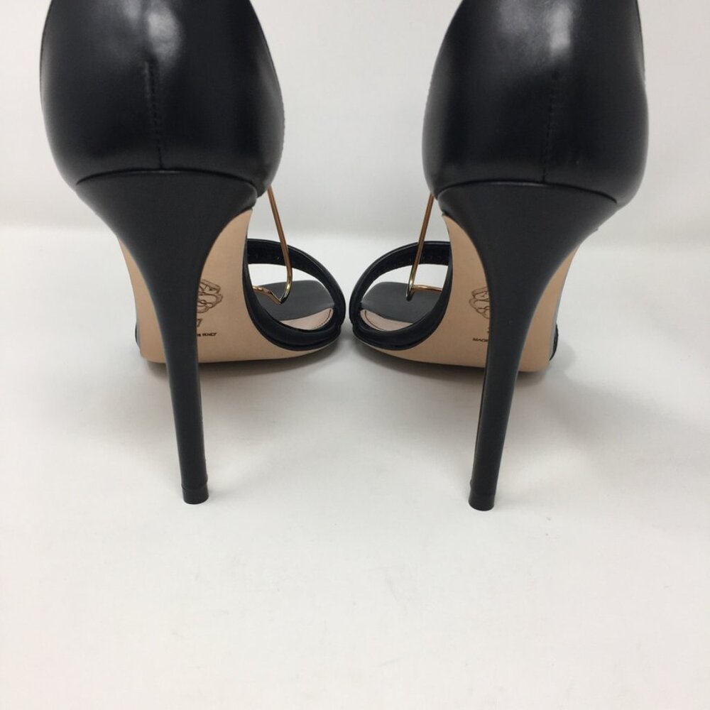 Alexander McQueen 4" Heels Medieval Buckle Sandal Size 37 Black Leather - Picture 8 of 16